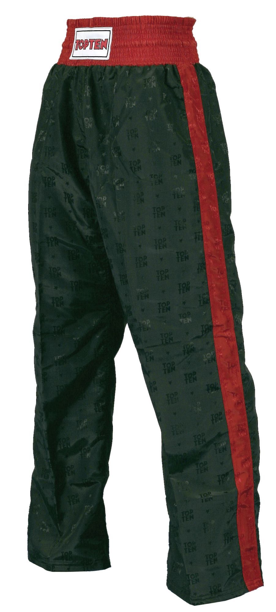 Top Ten Kickboxing Pants Black with Red Stripe